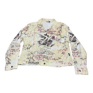 Impulse California Womens Jacket Art Floral Wishes Overprint Size Large Boho Y2K